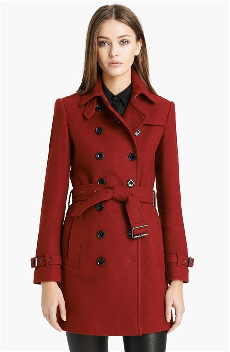 burberry brit wool-blend trench coat red|burberry long wool trench coat.